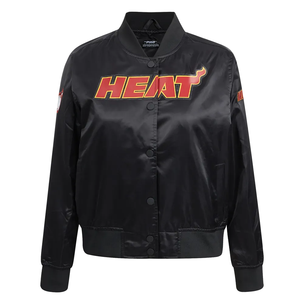 NBA MIAMI HEAT CLASSIC WOMEN'S SATIN JACKET (BLACK)