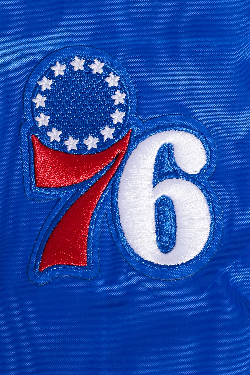 NBA PHILADELPHIA 76ERS CLASSIC WOMEN'S SATIN JACKET (ROYAL BLUE)