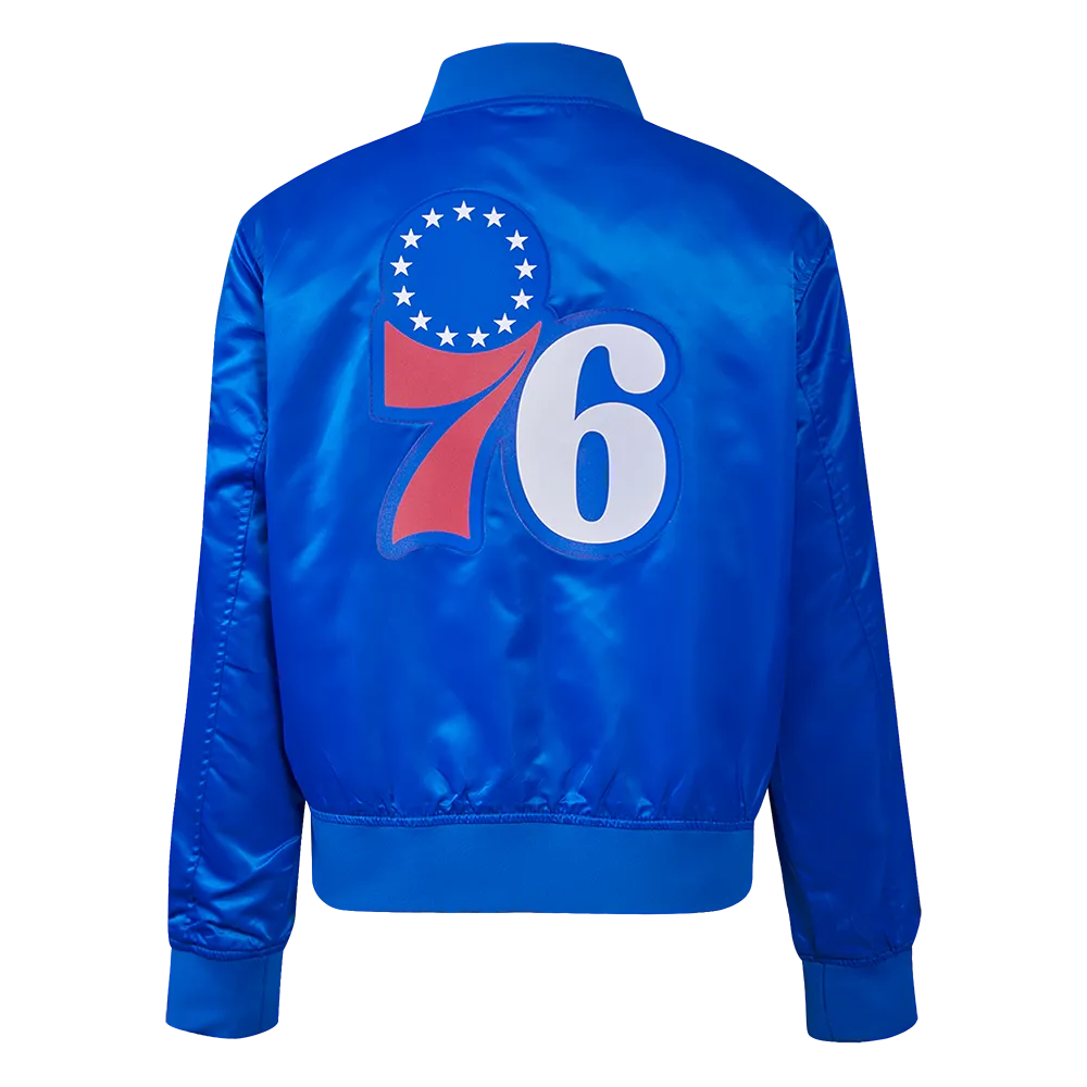 NBA PHILADELPHIA 76ERS CLASSIC WOMEN'S SATIN JACKET (ROYAL BLUE)