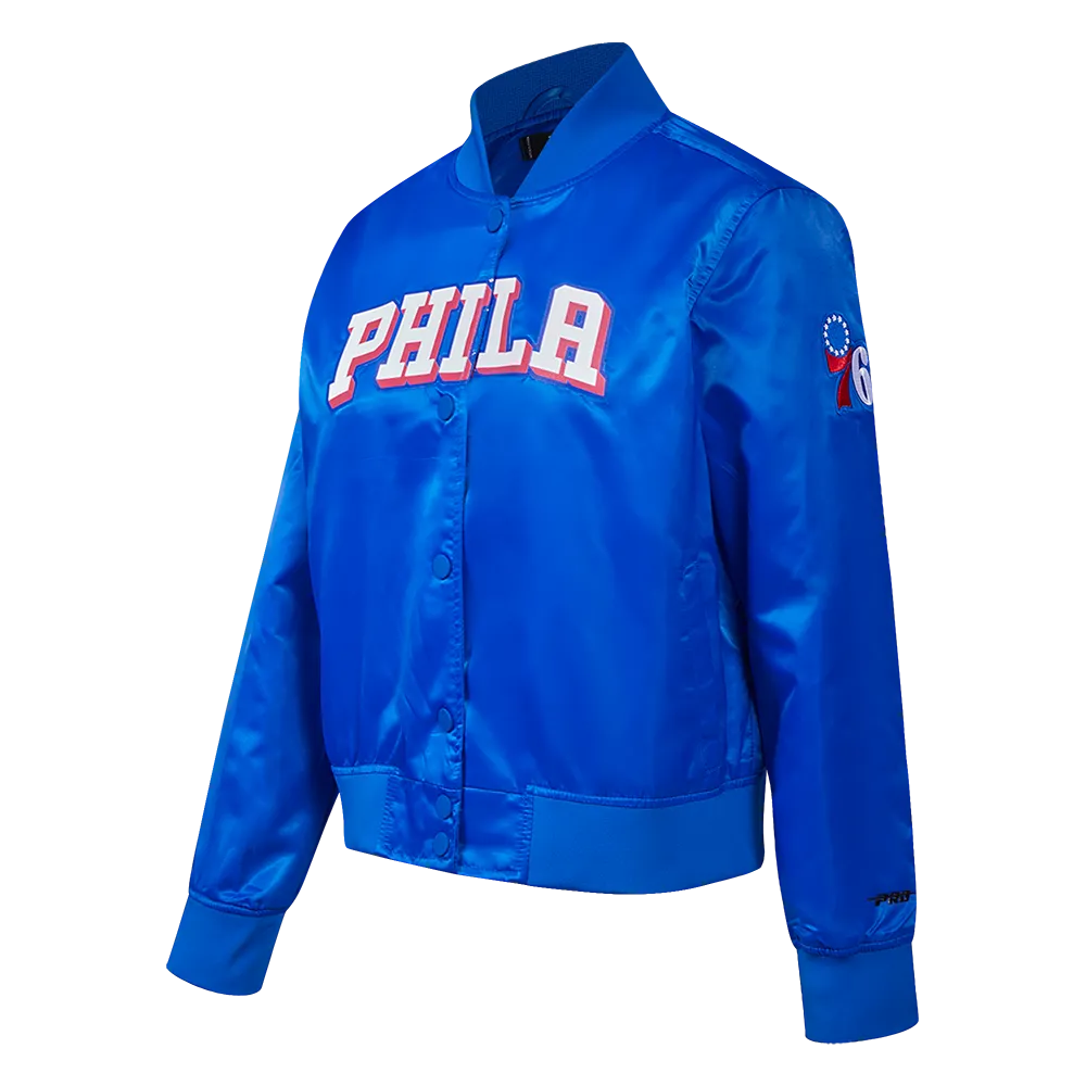 NBA PHILADELPHIA 76ERS CLASSIC WOMEN'S SATIN JACKET (ROYAL BLUE)