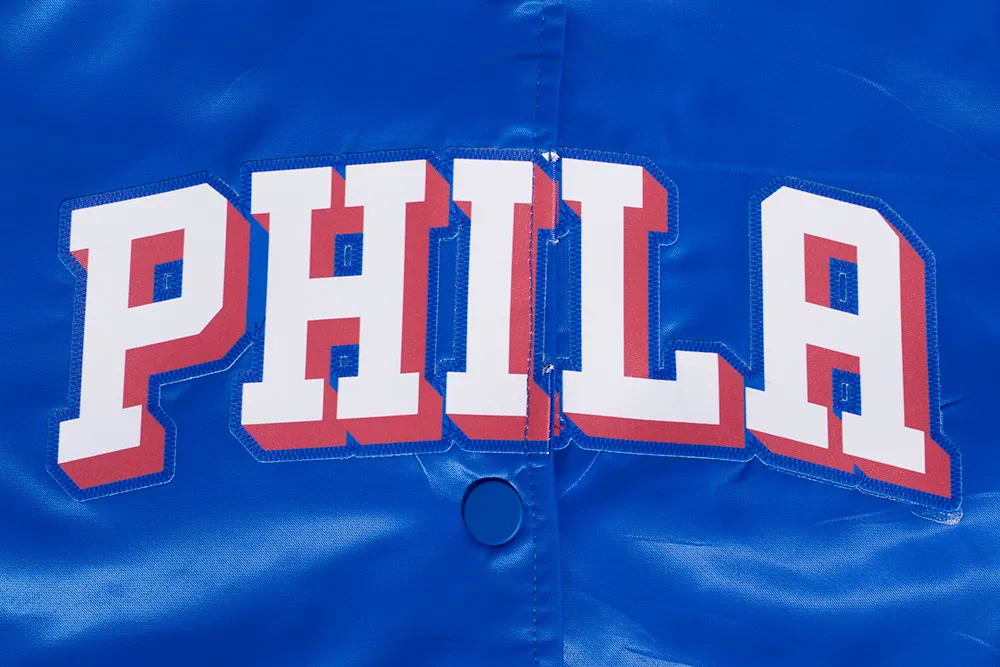 NBA PHILADELPHIA 76ERS CLASSIC WOMEN'S SATIN JACKET (ROYAL BLUE)