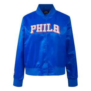 NBA PHILADELPHIA 76ERS CLASSIC WOMEN'S SATIN JACKET (ROYAL BLUE)