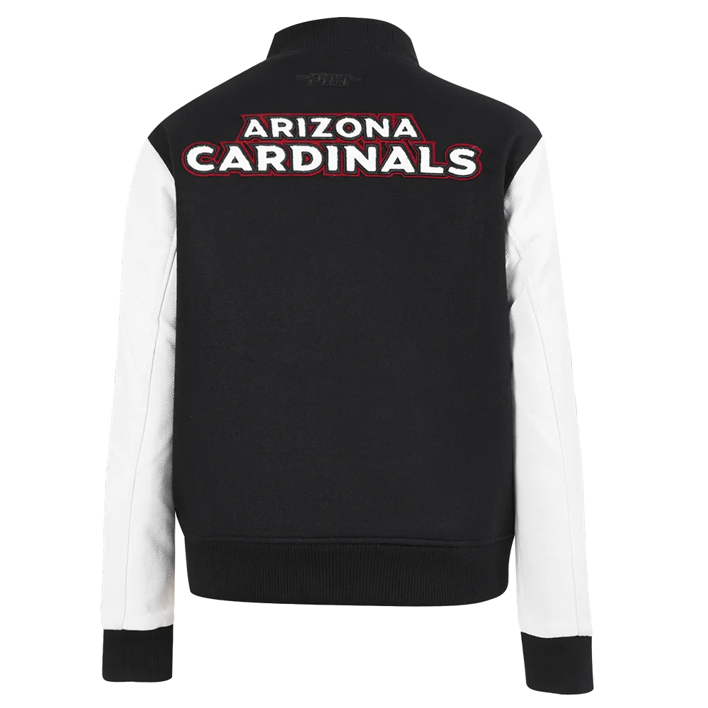 NFL ARIZONA CARDINALS CLASSIC WOMEN'S WOOL VARSITY JACKET (BLACK/WHITE)