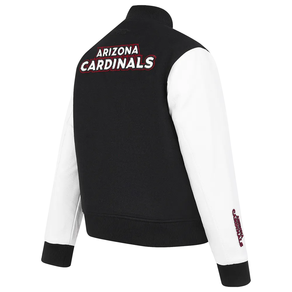 NFL ARIZONA CARDINALS CLASSIC WOMEN'S WOOL VARSITY JACKET (BLACK/WHITE)