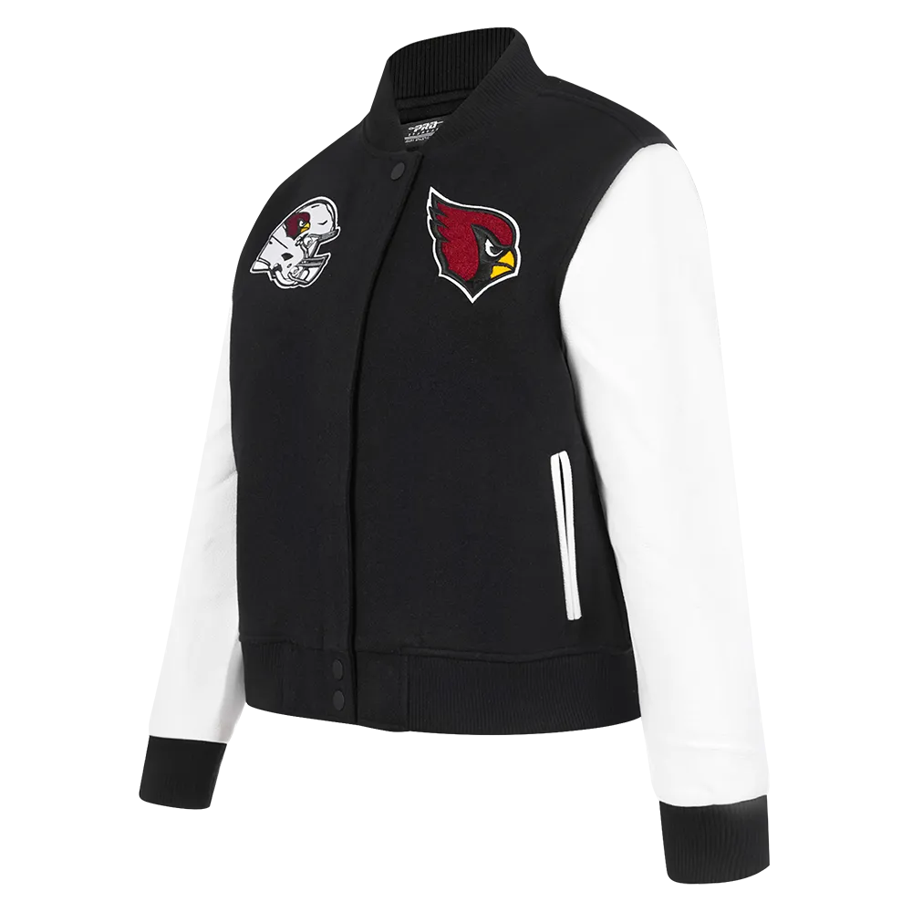 NFL ARIZONA CARDINALS CLASSIC WOMEN'S WOOL VARSITY JACKET (BLACK/WHITE)