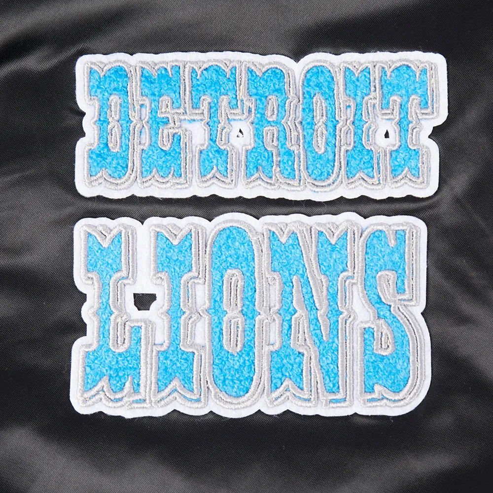 NFL DETROIT LIONS RETRO CLASSIC WOMEN'S RIB SATIN JACKET (BLACK)