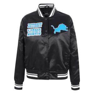 NFL DETROIT LIONS RETRO CLASSIC WOMEN'S RIB SATIN JACKET (BLACK)