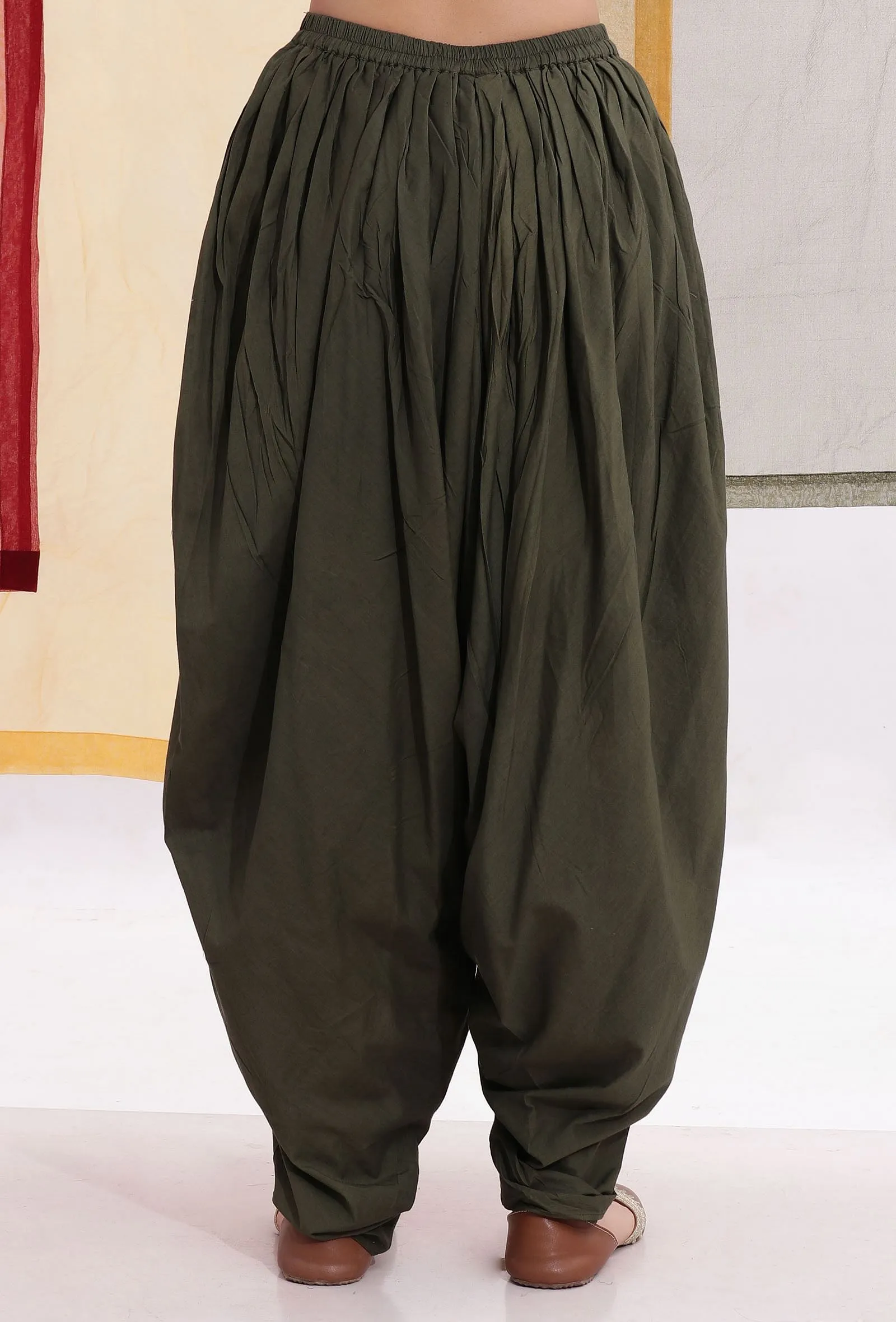 Olive Green Cotton Dhoti Pants