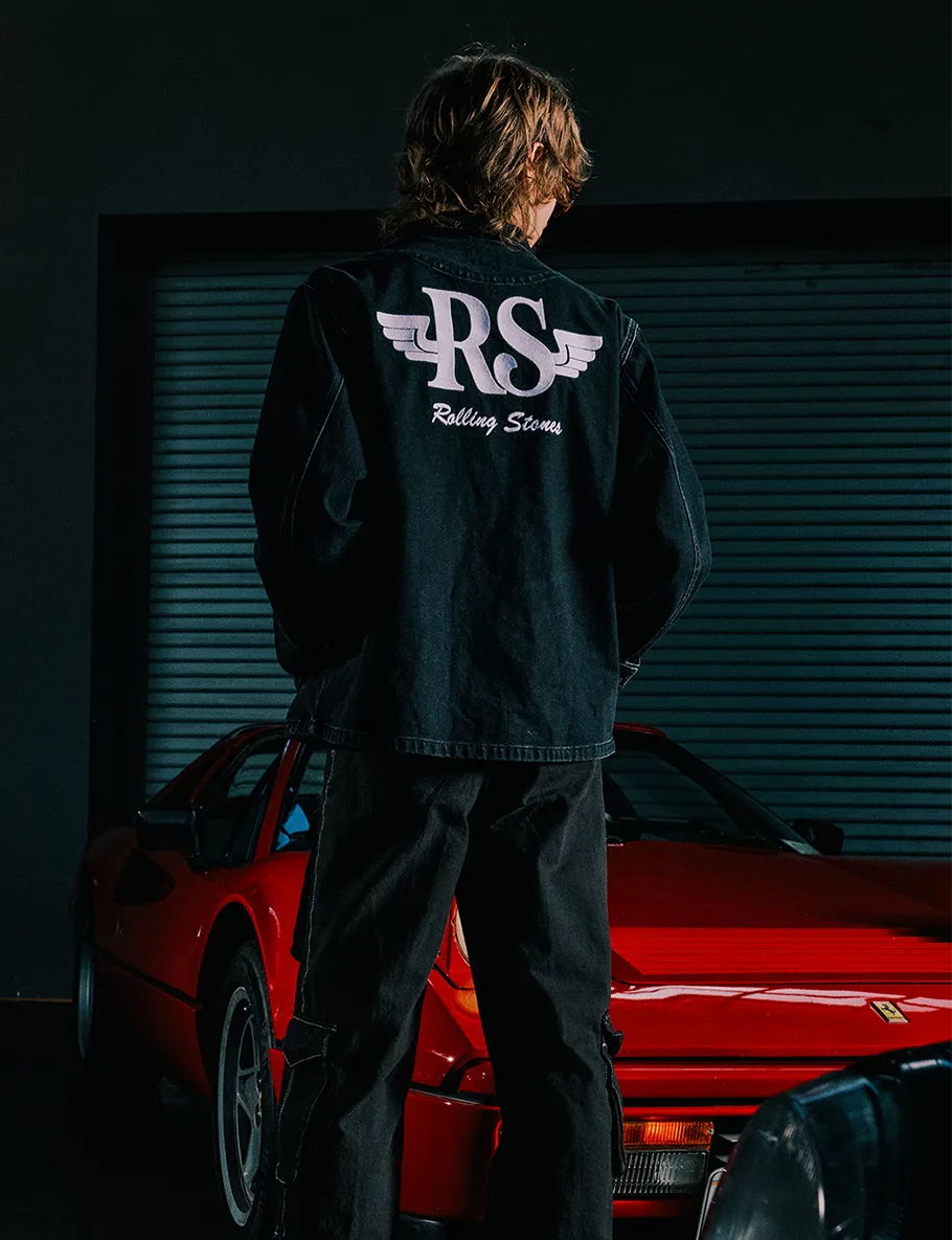 RS No. 9 Black Denim Racing Overshirt