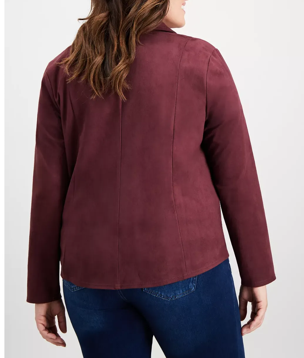 Style & Co Plus Size Faux-Suede Jacket, 0X/Port