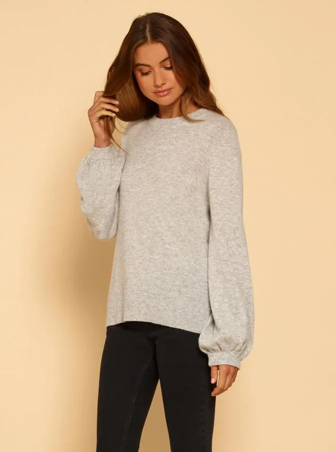 Superluxe Balloon Sleeve Knit- Grey Marle