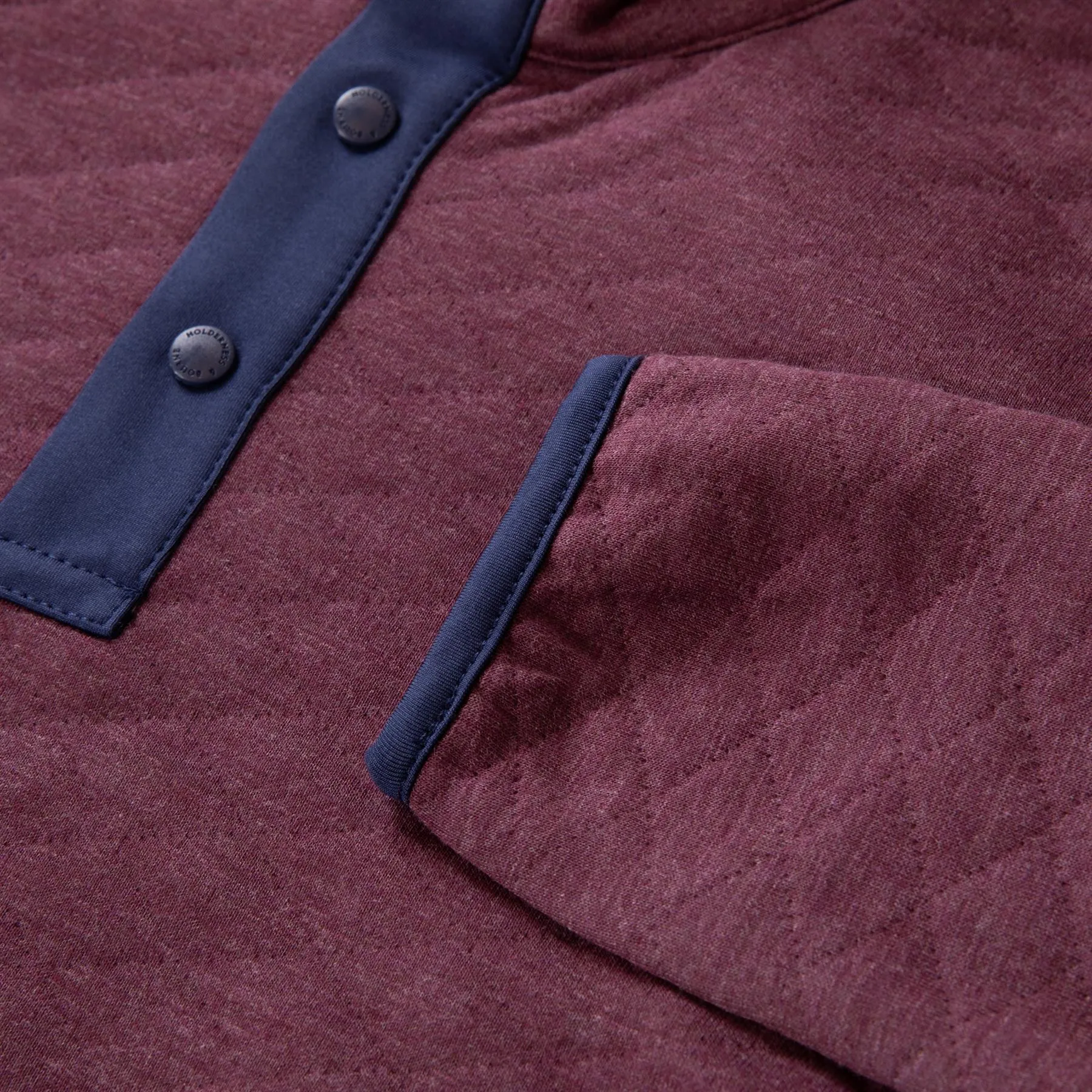 The Sullivan Snap Button Pullover Heathered Dark Claret/Navy - AW24