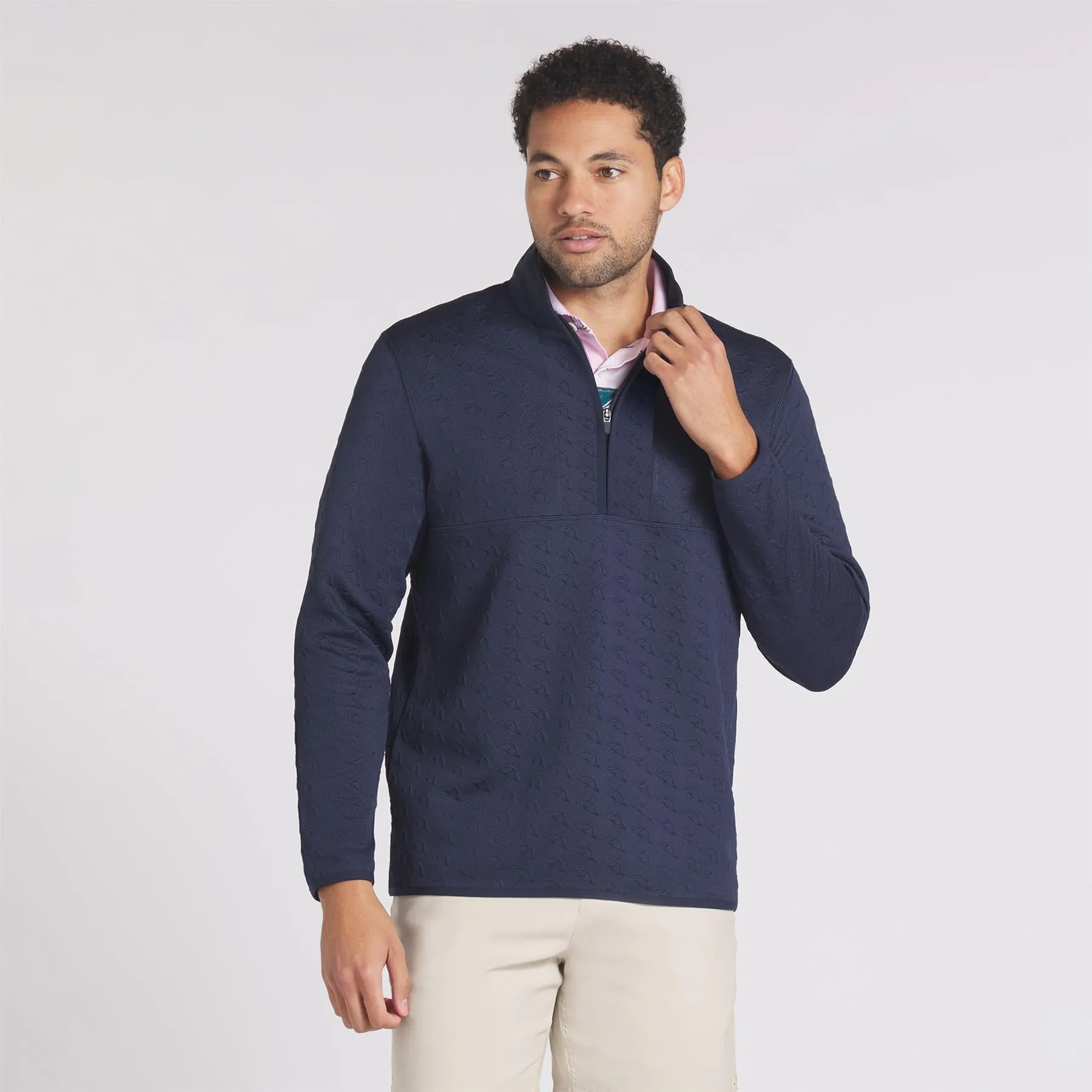 x AP Jacquard Quarter Zip Mid Layer Deep Navy - AW24