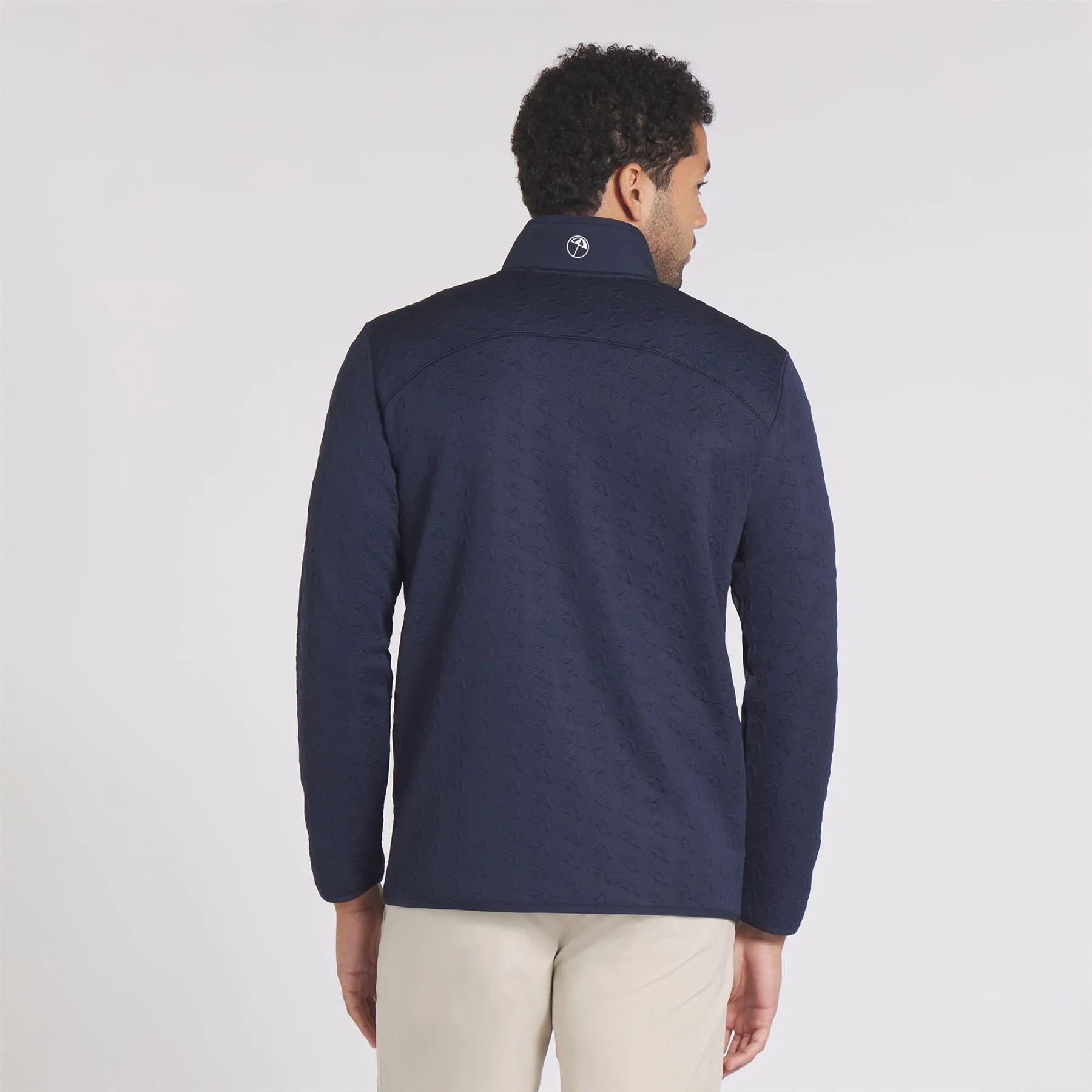 x AP Jacquard Quarter Zip Mid Layer Deep Navy - AW24